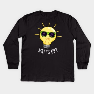 Watts Up Cute Electricity Light Bulb Pun Kids Long Sleeve T-Shirt